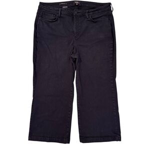 NYDJ Wide Leg Black Jeans Size 18W Ankle Crop 26” Inseam Stretch Denim Shaping